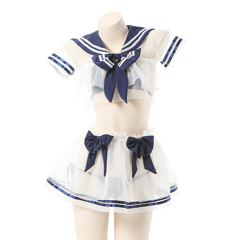 制服レオタード 大胆な透け感のセーラー服風コスプレ セーラー服