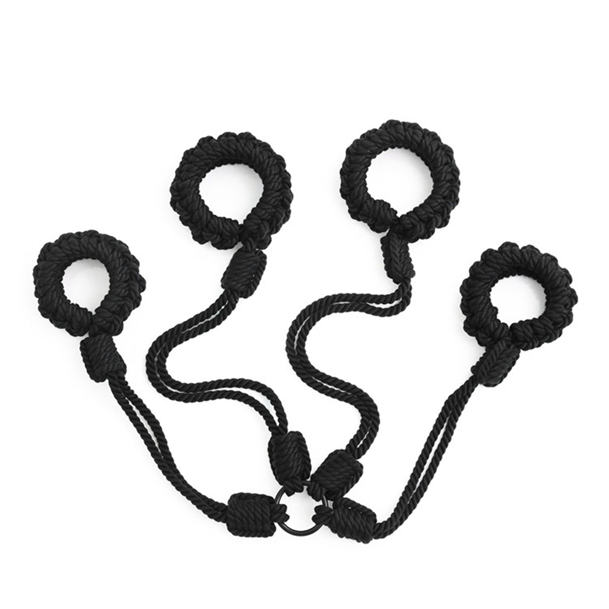 エロ道具拘束具 綿縄拘束シリーズ 十字拘束四肢枷 黒 BDSMグッズ拘束具