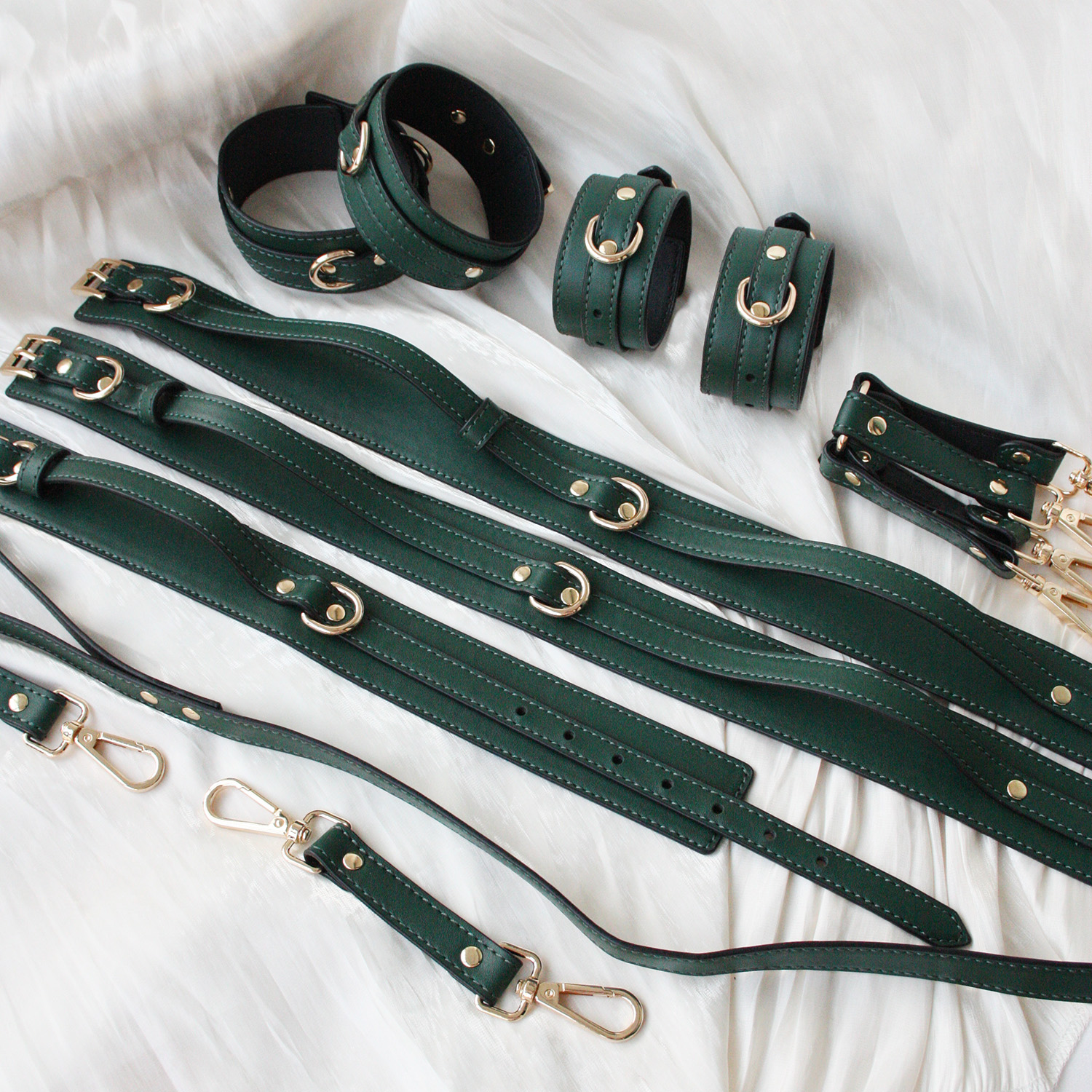 BDSM拘束具 清楚なピュアグリーンSM複合拘束プレイ7点セット