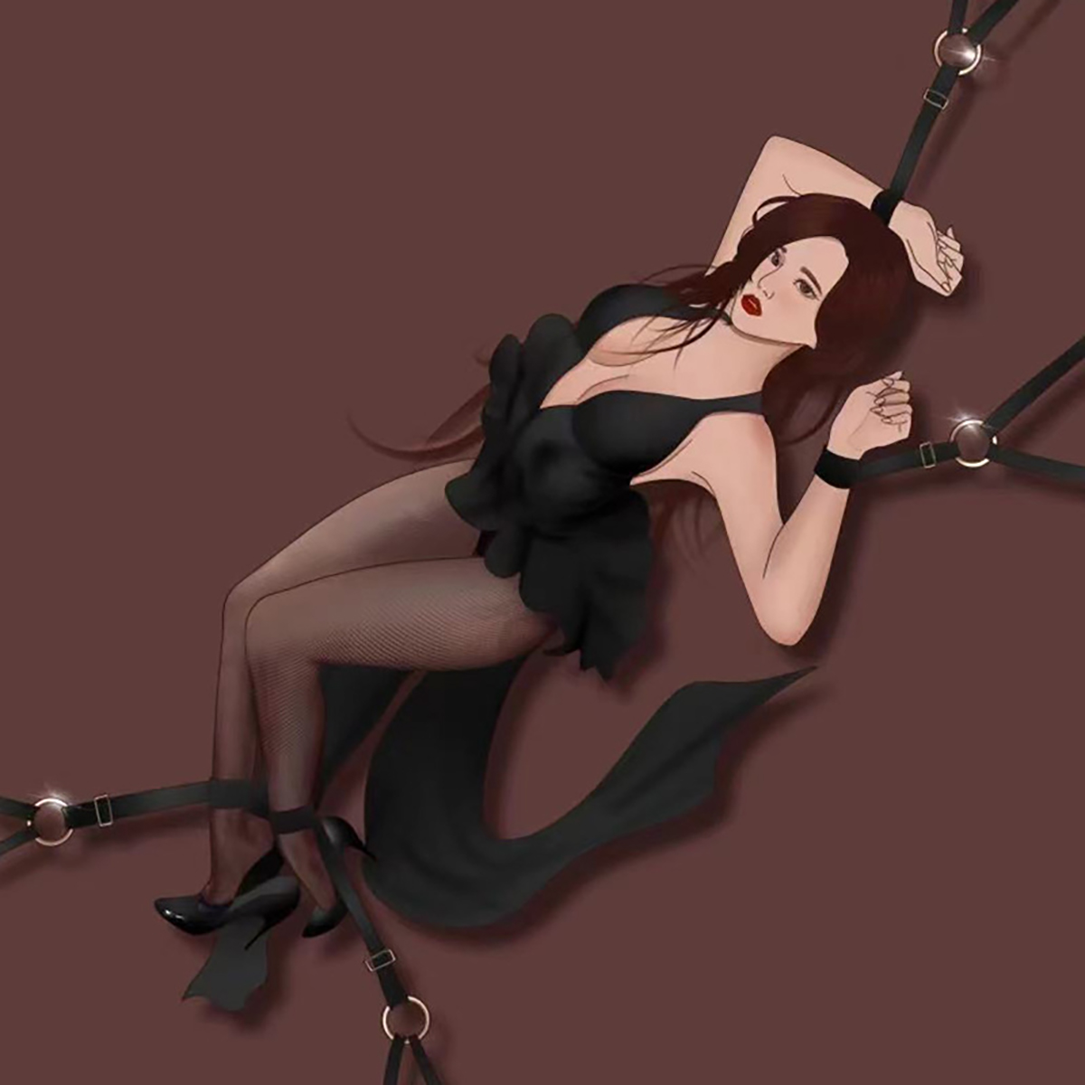 BDSM拘束具 ベッドへ両手と両足をベッドに固定可能なストラップカフスセット