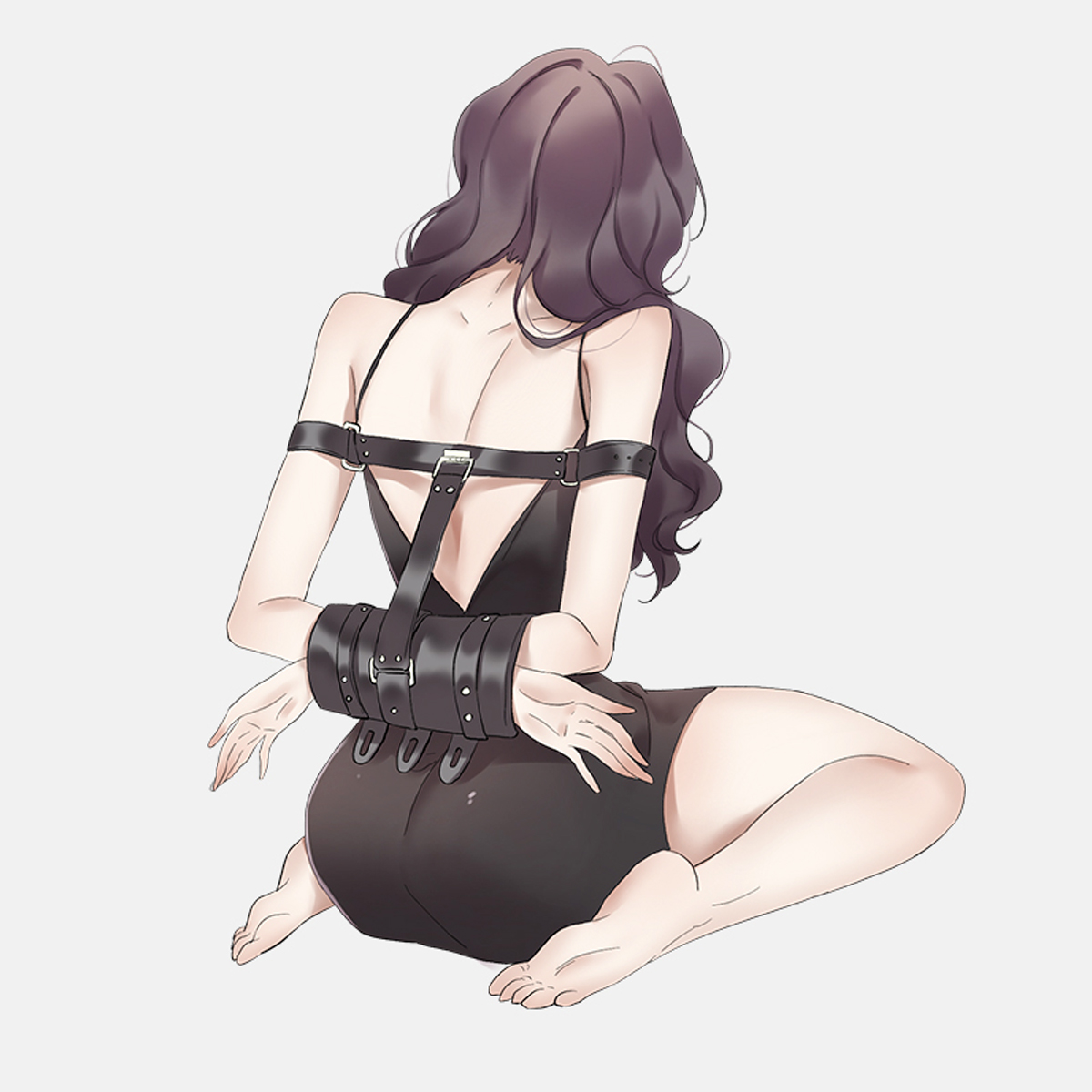 セクシーBDSM拘束服 魅力的なコスプレ 後ろ手で厳重に拘束られたボンデージアームバインダー