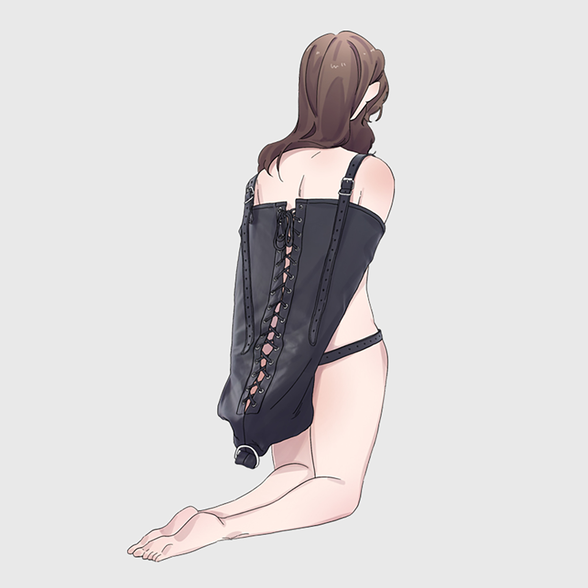 レザーBDSM拘束服 SM感抜群の王道なバック拘束アームバインダー セクシー拘束服 コスプレ