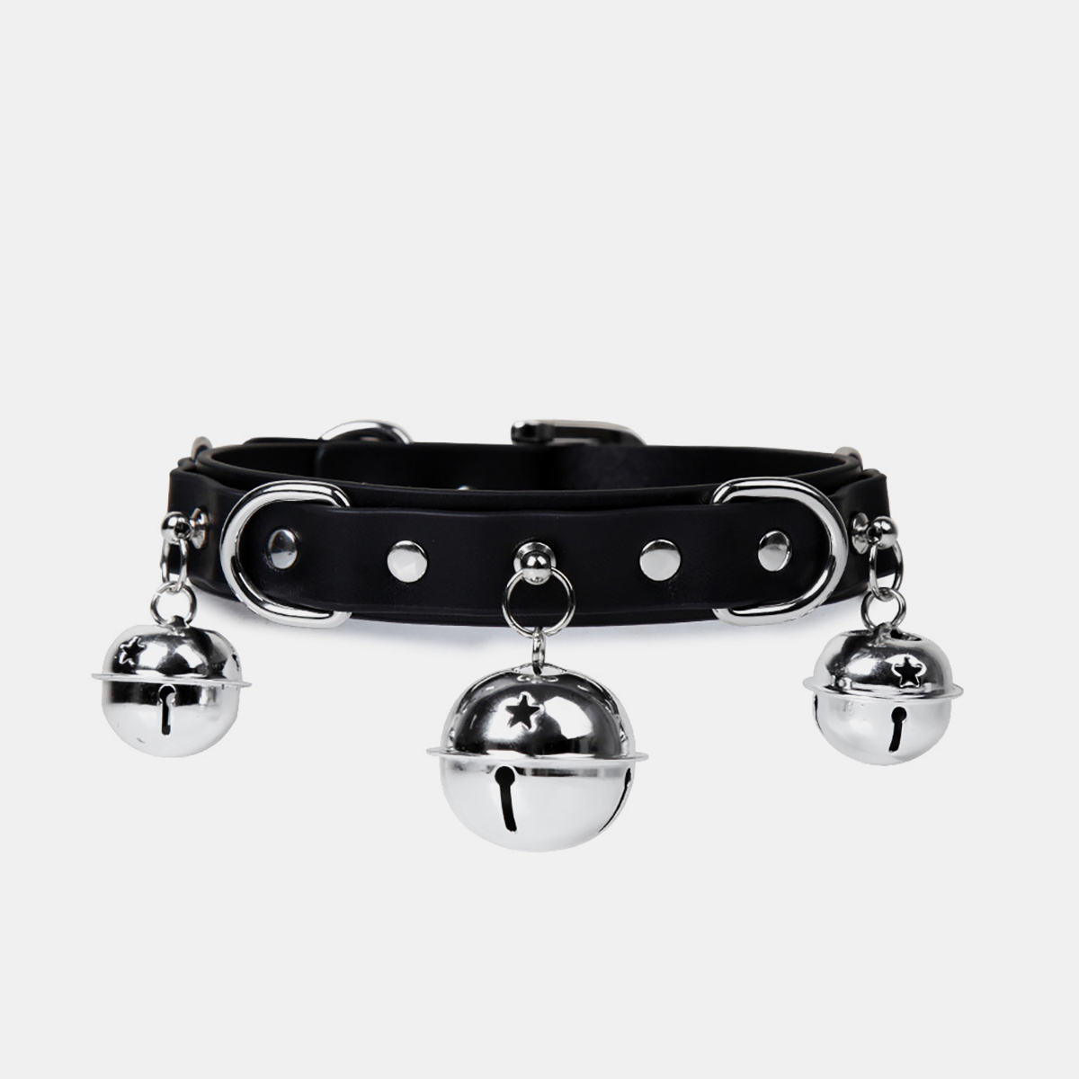 BDSMネックウェア カワイイ鈴が3つ付いた本革SM首輪 リード付き セクシー首輪