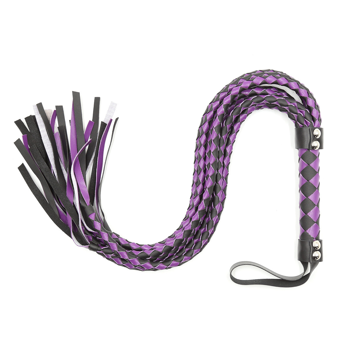 スパンキング用具 SMお尻ペンペン編み込みバラ鞭 紫黒 BDSM鞭セット