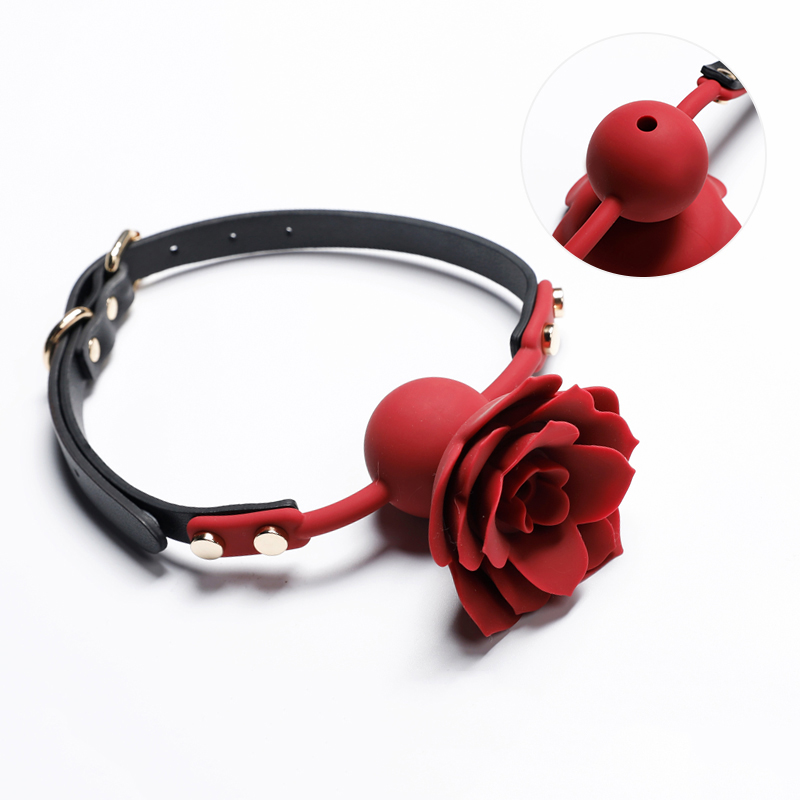 エロ口内アクセサリー 口に薔薇の花が咲くシリコンローズボールギャグ 3.6cm/4cm