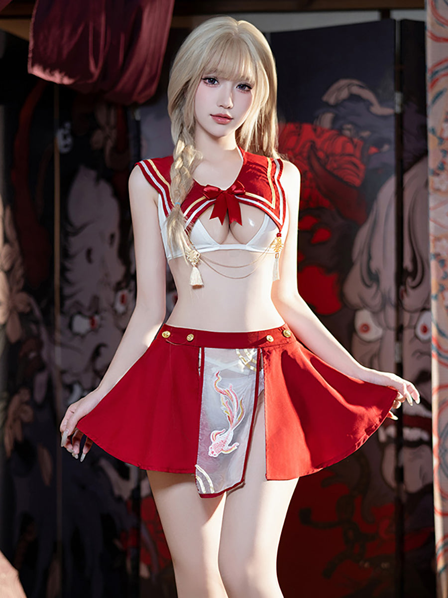セクシースクールガール プレイスクール JK学生赤い コスプレ衣装