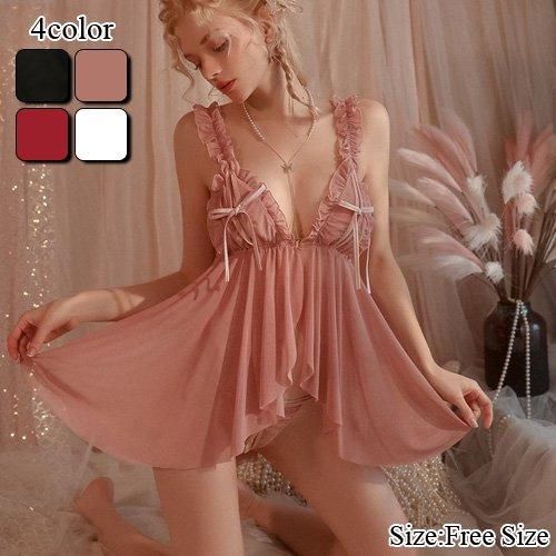 ソフトメッシュの柔らかなシルエットがセクシーなベビードール ランジェリー エロ　セクシー下着