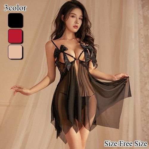 バストのリボンがポイントのベビードール セクシー ランジェリー 人気