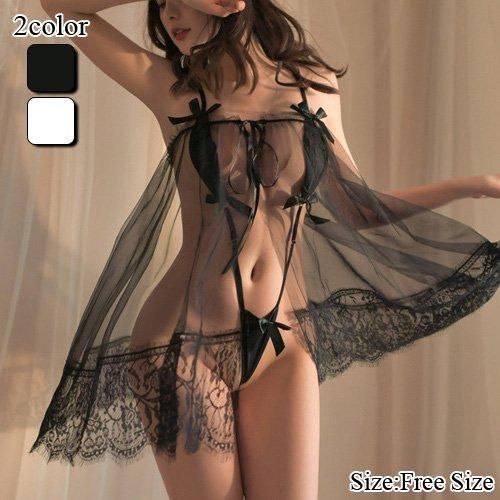 ストリングと極小生地で仕立てたセクシーなケープ付きベビードール セクシー コスプレ