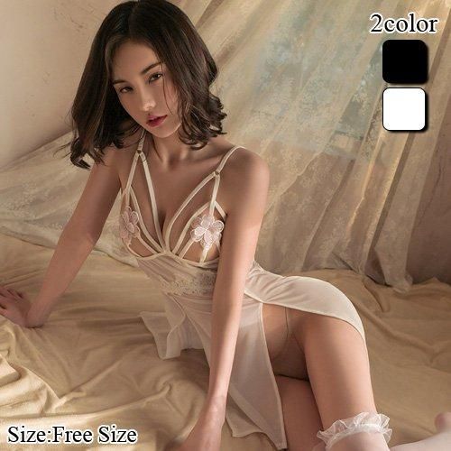 フラワーモチーフがポイントの大人可愛いベビードール 日本セクシーランジェリーの販売