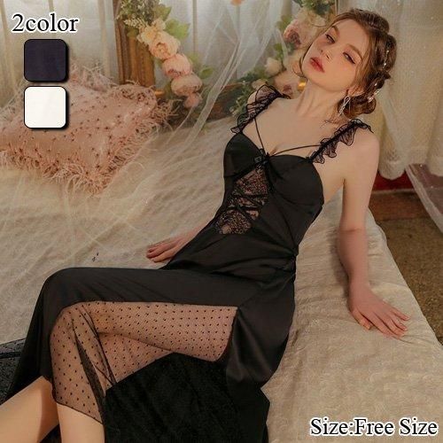 程よい肌魅せが気品感じるロングベビードール セクシー ベビードール ランジェリー