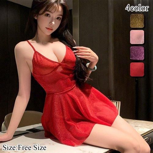 ラメの輝きから覗く素肌が艶っぽいベビードール セクシー ランジェリー 人気