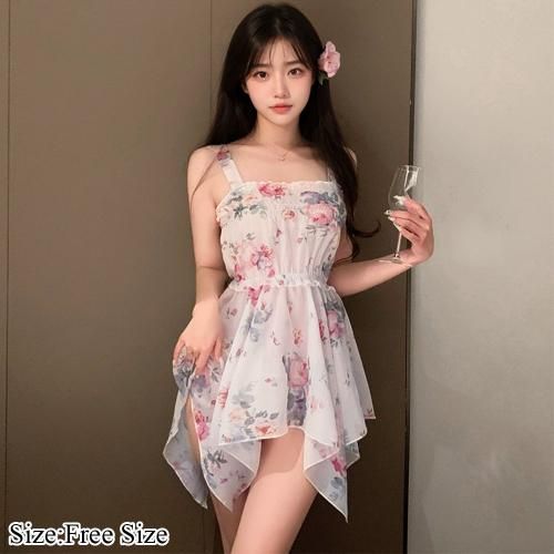 ふんわり花柄がフェアリー感漂うベビードール エロ ランジェリーの通販