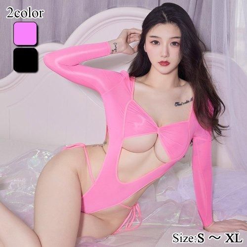 バストから大胆にカットしたハイレグで脚長効果抜群のテディ セクシー ランジェリー 画像