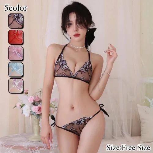 透けているほどもっと「知りたくなる」刺しゅうチュールブラ・ショーツセット lingerie sexy