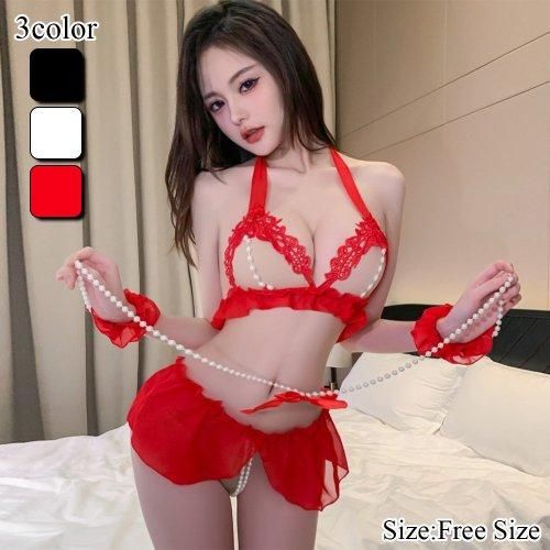 パールの手枷に刺激的な期待が膨らむブラ・ショーツセット 高級 ランジェリー ブランド