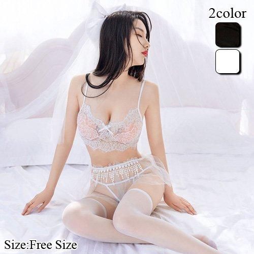 ウェディングドレスを思わせる華やかでアーティスティックなブラ・ショーツセット 日本最大級のセクシーランジェリー通販ショップ