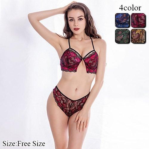 鮮やかなカラーが素肌に馴染みレース仕立てが女っぷりを高めるブラ・ショーツセット 日本セクシーランジェリーの販売