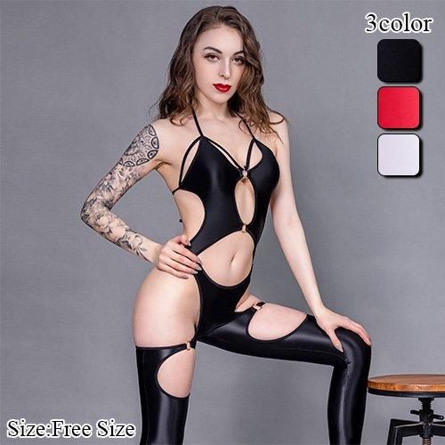 艶やかな光沢が曲線美を飾りフェティシズムを刺激するボディスーツ 性欲 セクシー ランジェリー