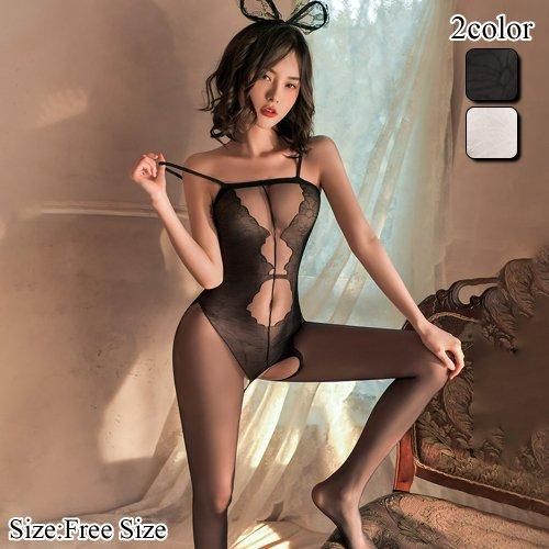 フロントのカットワークにセクシーな大人の女性の魅力漂うボディストッキング 可愛い ランジェリー ベビードール