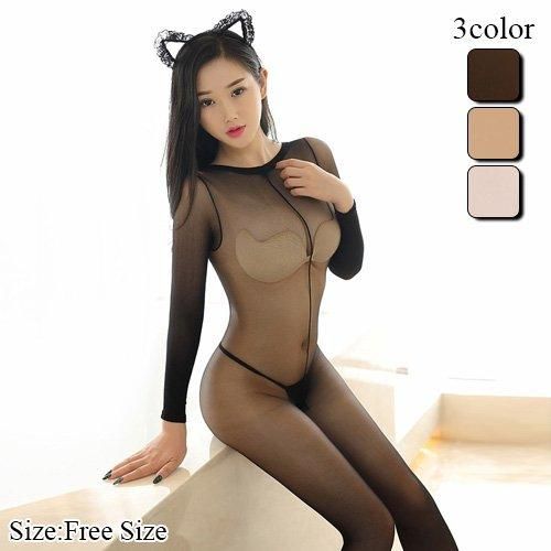生地越しの素肌感を強く感じるオープンクロッチのボディストッキング セクシー ランジェリー 大きい サイズ