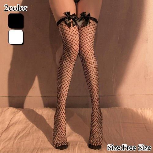 大きなリボンが可愛いニーハイ編みタイツストッキング セクシー ランジェリー ブランド