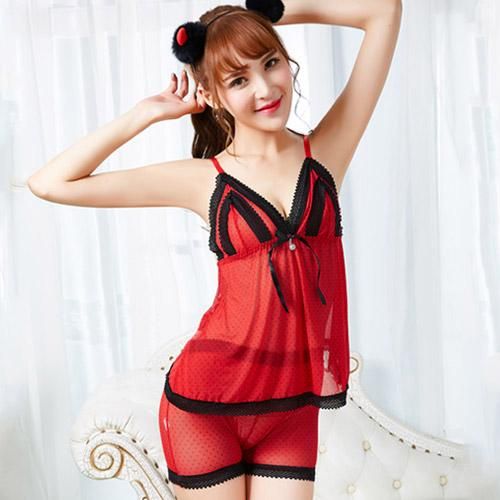 ドットとフリルがガーリーキュートなパジャマ エッチ 可愛い 下着