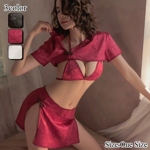 中国風コスプレ 花柄プリント生地の高級感漂うチャイナドレス風コスプレ sexy lingerie shop