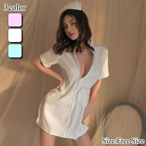 リアルナース感があふれるミニ丈ワンピのナース風コスプレ コスプレ えろ　通販