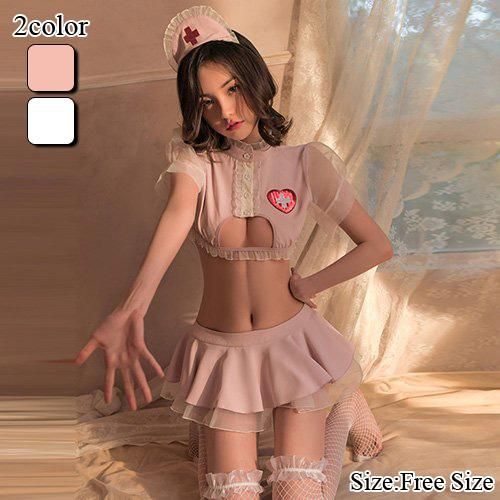 シフォン袖とフリルがポイントのキュートなナース風コスプレ スベビードールおすすめの通販