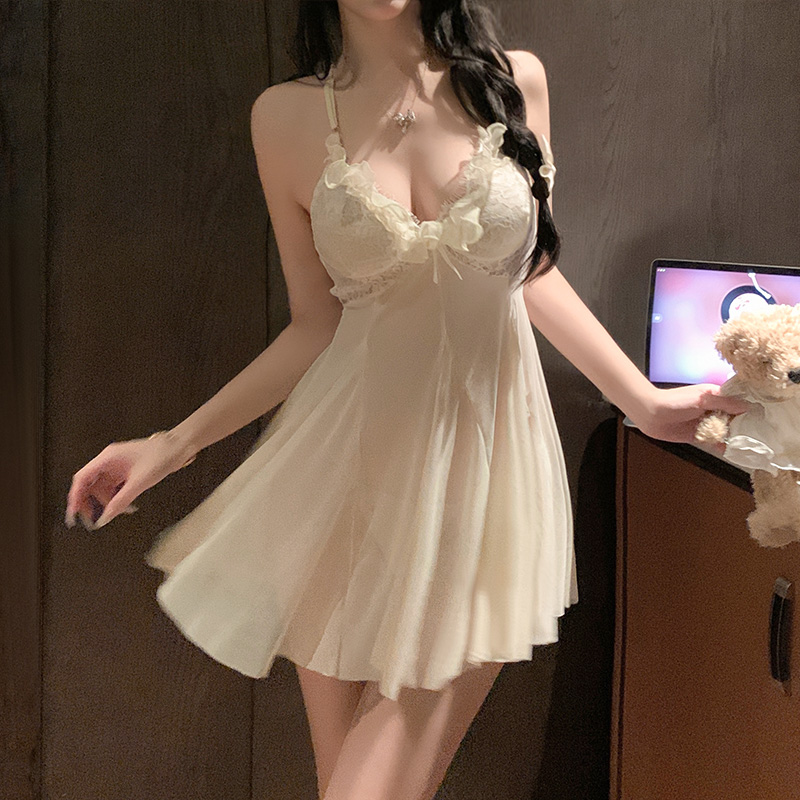 ベビー ドール通販 クリームイエローディープVシースルーランジェリー